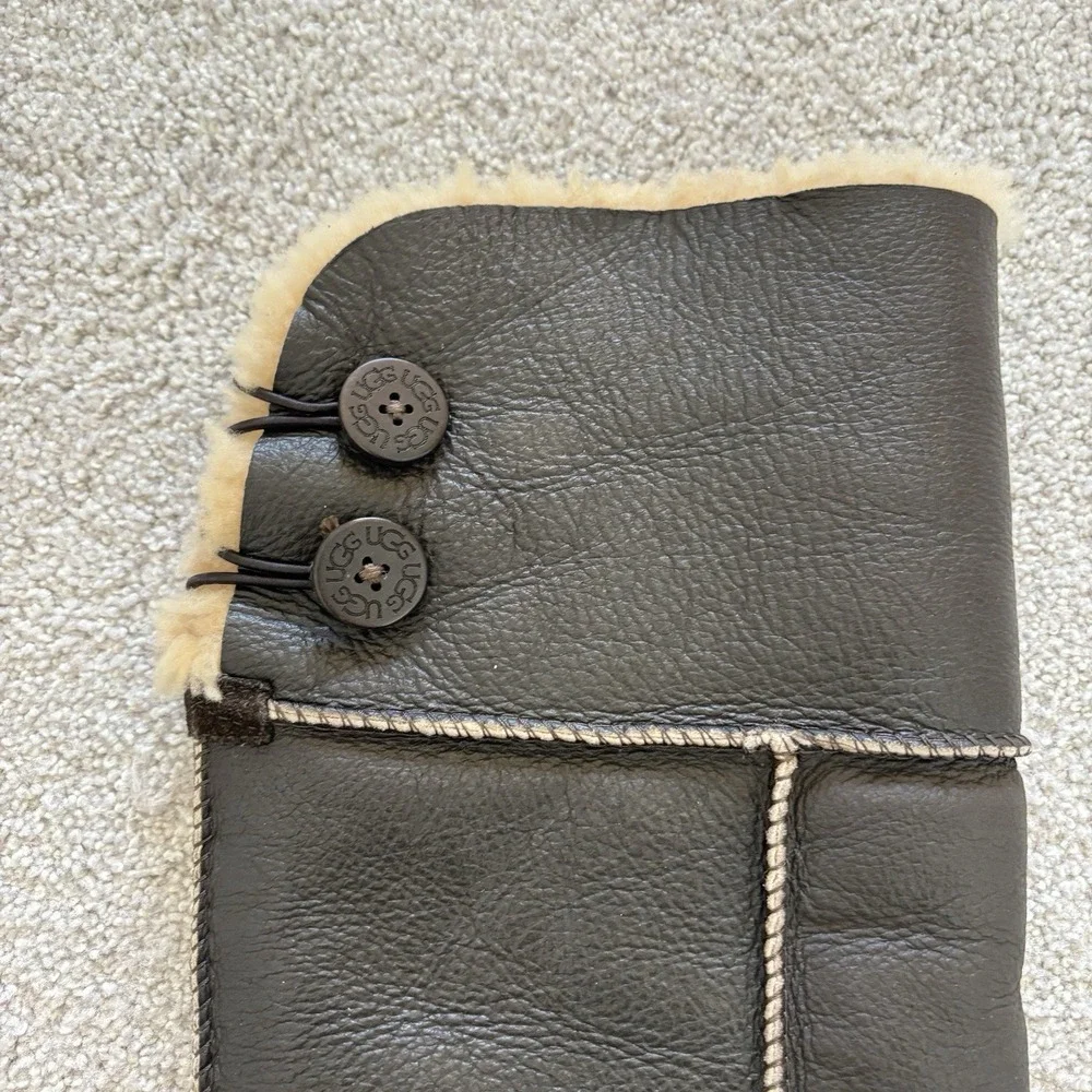 UGG Bailey Button Over the Knee Boots Bomber Brown‎ Leather Eva Shearling Size 7